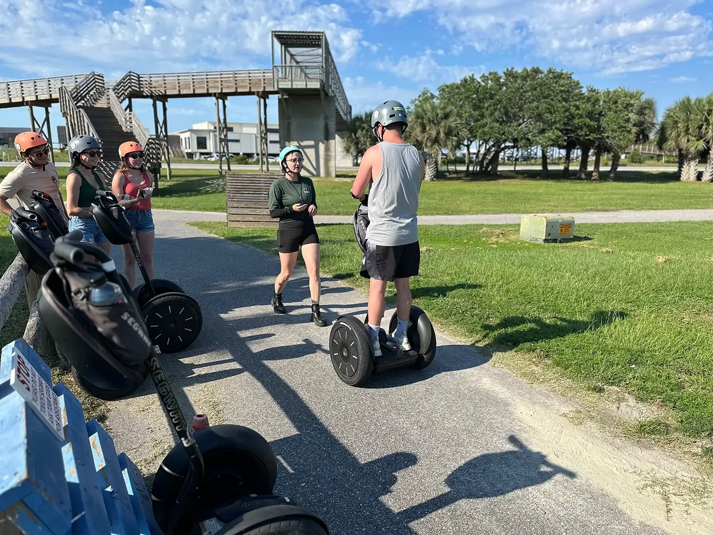 Segway tour guide with group